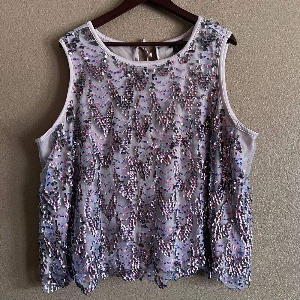 Torrid Mauve Sequin Shell Crop Top Size 2X NWT - Picture 2 of 11
